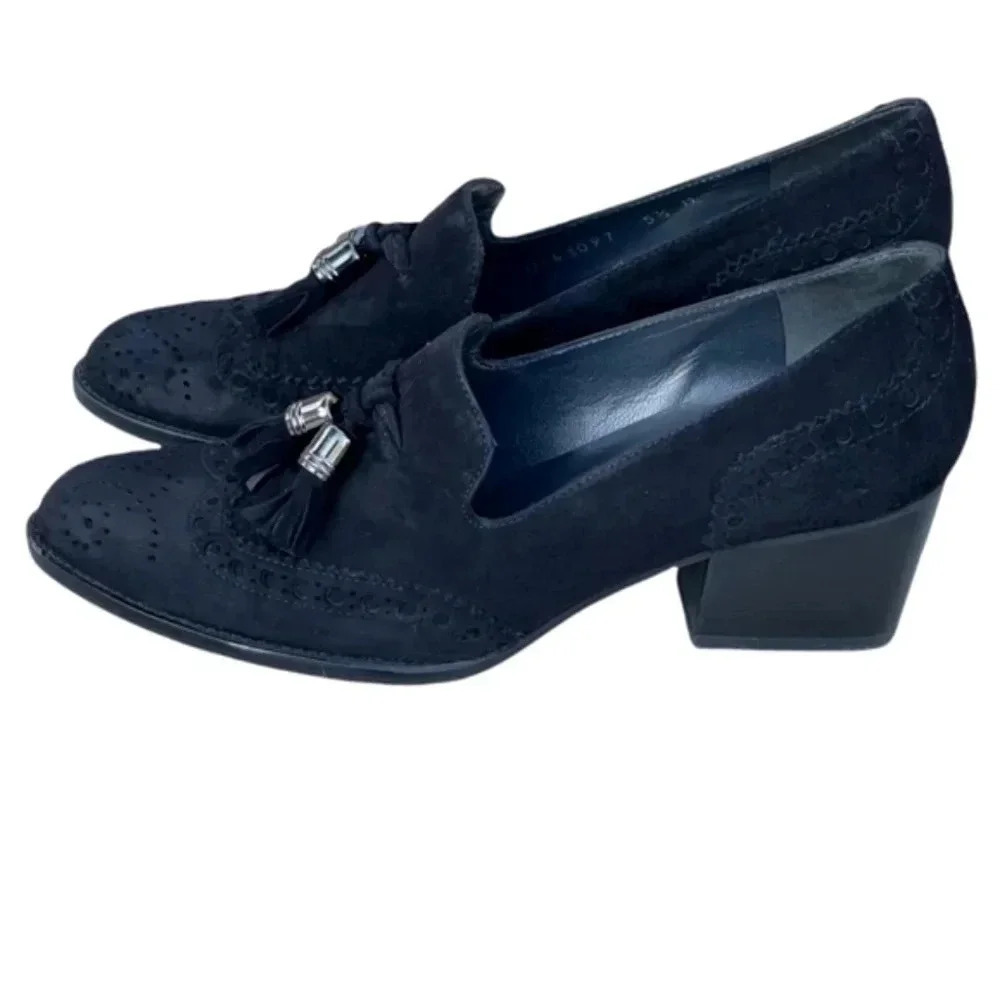 Stuart Weizman Black Suede Tassle Accent Pump